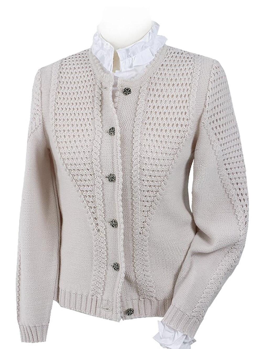 Trachtenstrickjacke Damen Dirndljacke MERINO SCHURWOLLE Creme Natur Trachtenstrickjacke Damen Dirndljacke MERINO SCHURWOLLE Creme Natur