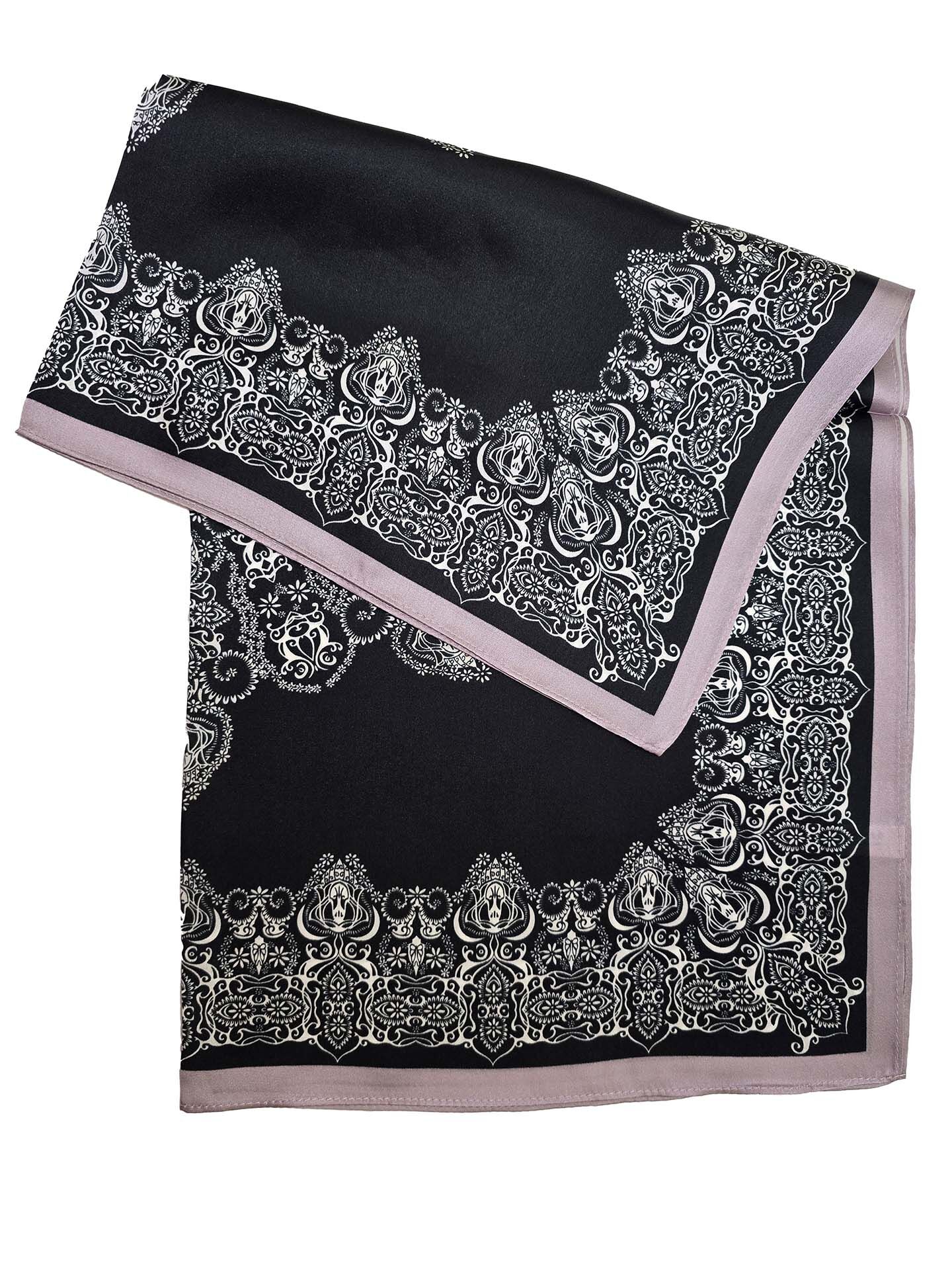 Halstuch klein 53x53 Nickituch Ornament-Dessin 100% Seide