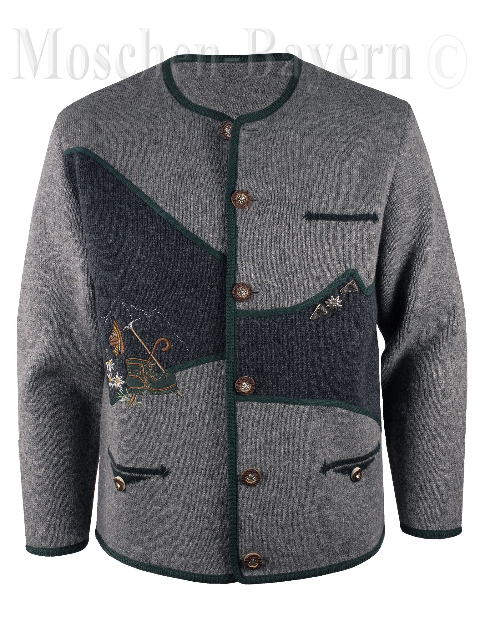 PREMIUM Trachtenstrickjacke Herren 100% Schurwolle Trachtenjanker Anthrazit PREMIUM Trachtenstrickjacke Herren 100% Schurwolle Trachtenjanker Anthrazit