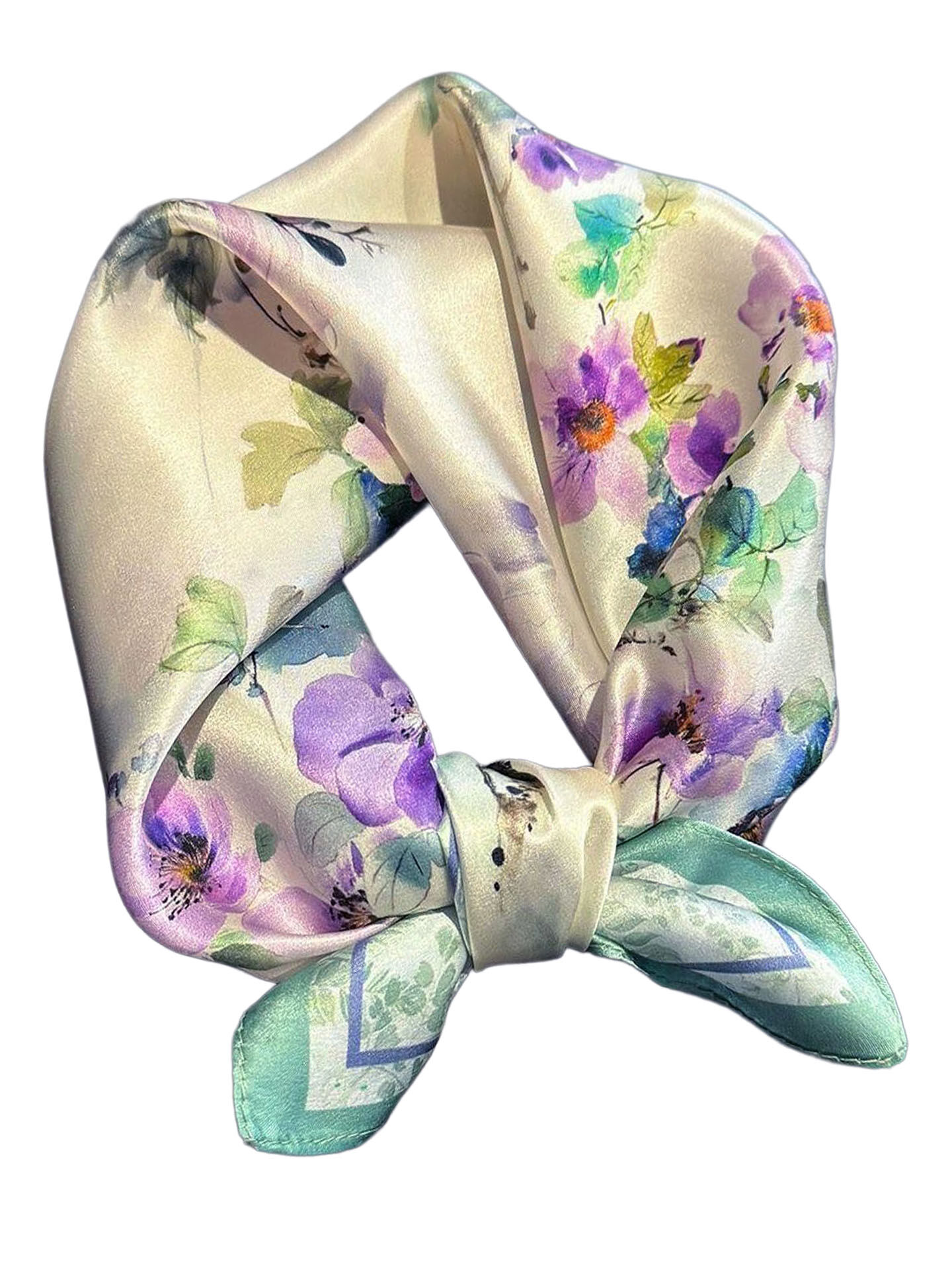 Seidenhalstuch Hibiskus Damen Nickituch 100% Seide Violett