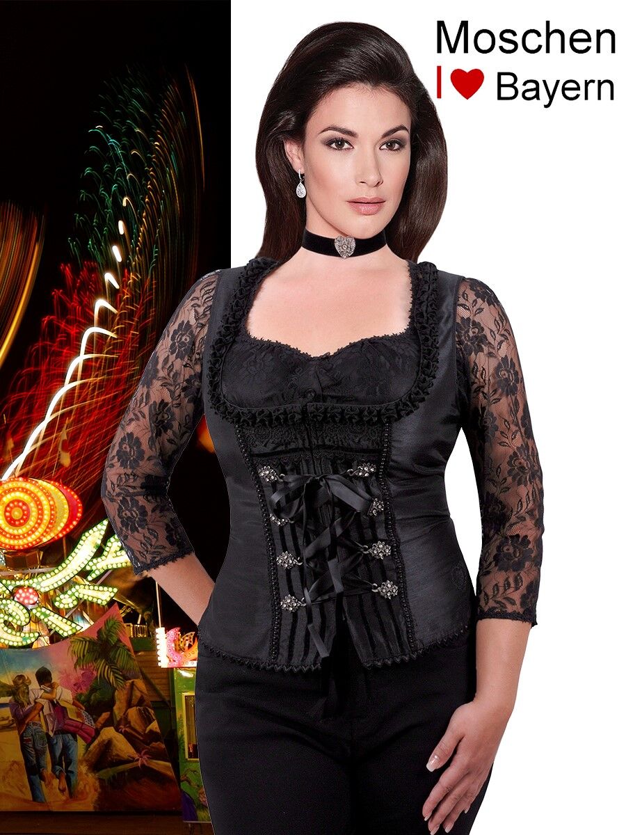 Festliches Trachtenmieder Damen Trachten-Corsage Schwarz Festliches Trachtenmieder Damen Trachten-Corsage Schwarz