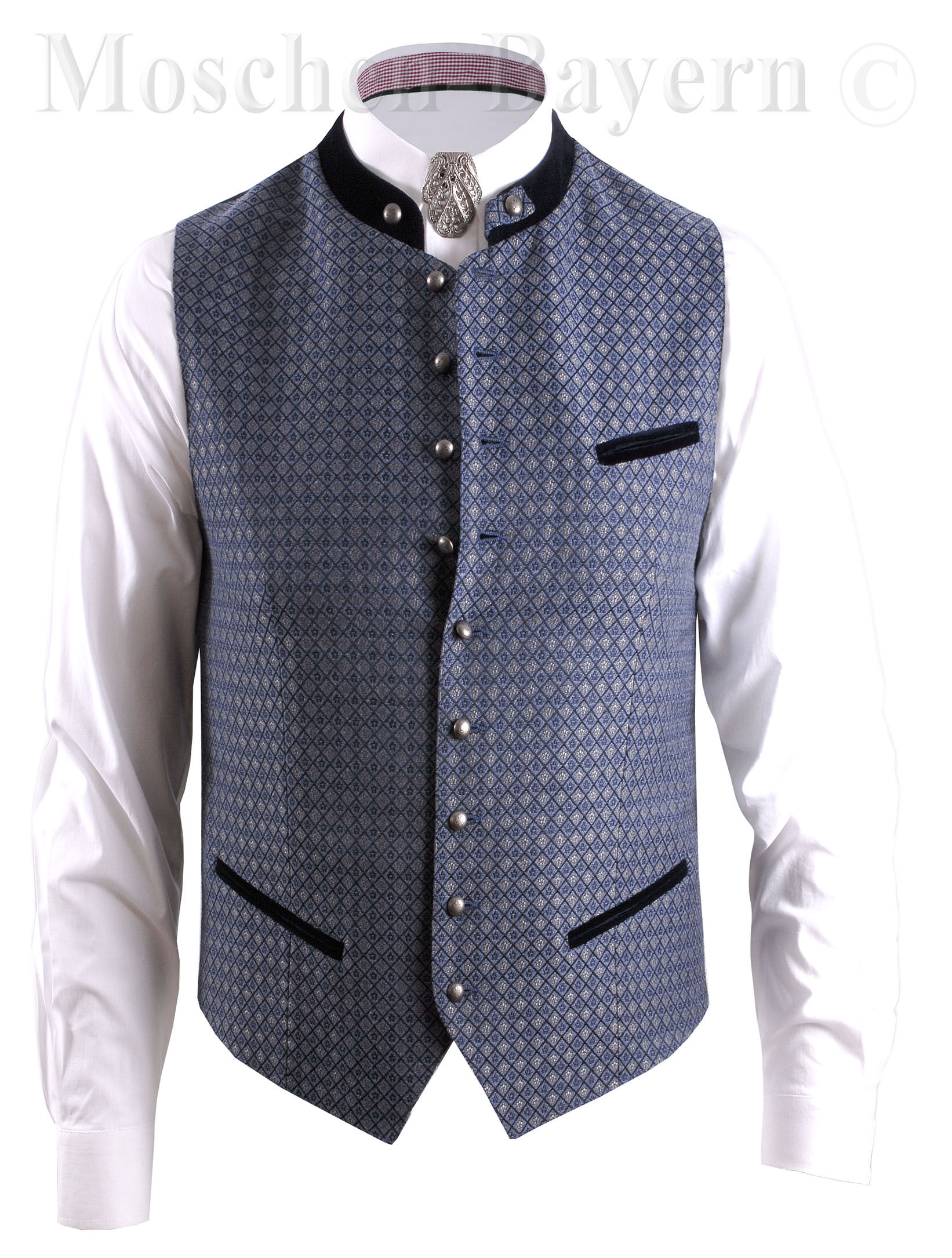 PREMIUM Trachtenweste Herrenweste Gilet Herren festlich Blau