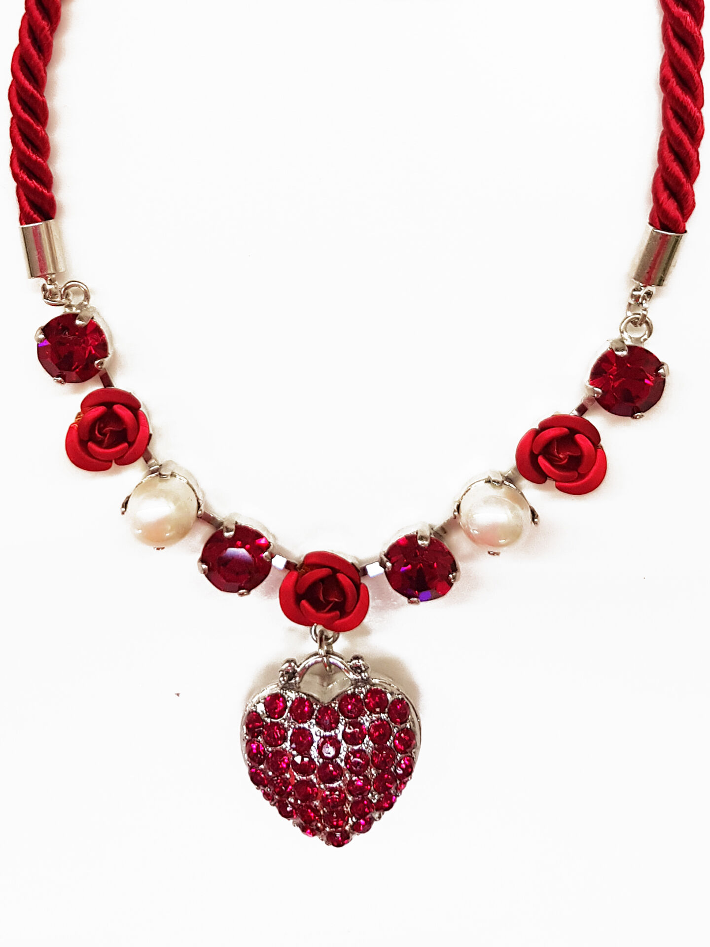 Premium Trachtenkette Herz-Rosen  Swarovski Elements Premium Trachtenkette Herz-Rosen  Swarovski Elements