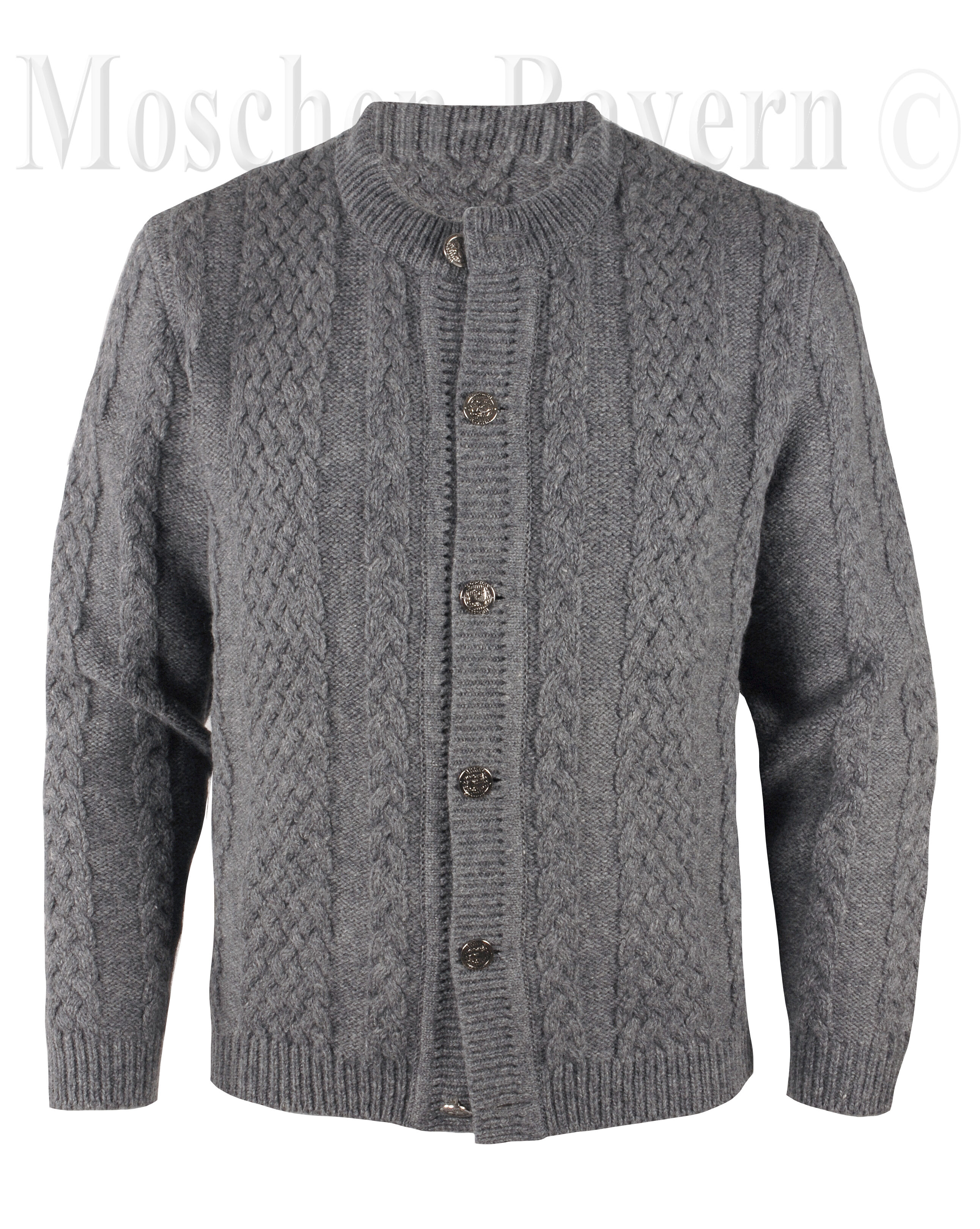 PREMIUM Trachtenstrickjacke Herren 100% Schurwolle Trachtenjanker Grau Mittelgrau PREMIUM Trachtenstrickjacke Herren 100% Schurwolle Trachtenjanker Grau Mittelgrau