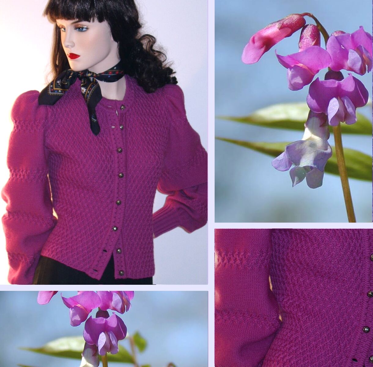 Trachtenstrickjacke Damen Dirndljacke MERINO SCHURWOLLE Violett Cyclam  Trachtenstrickjacke Damen Dirndljacke MERINO SCHURWOLLE Violett Cyclam