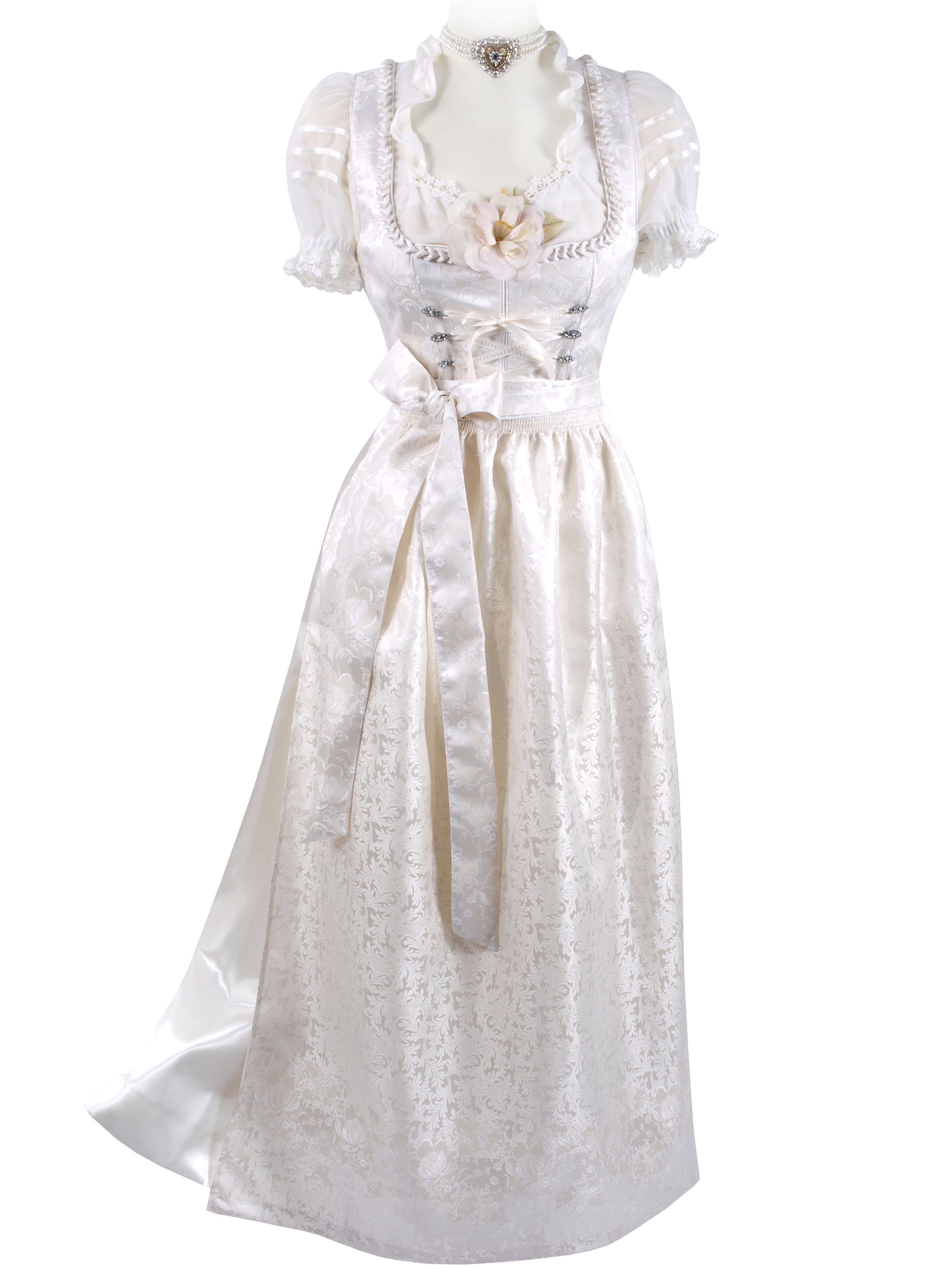 Fesches Hochzeitsdirndl Brautdirndl Creme festlich Dirndl lang Fesches Hochzeitsdirndl Brautdirndl Creme festlich Dirndl lang