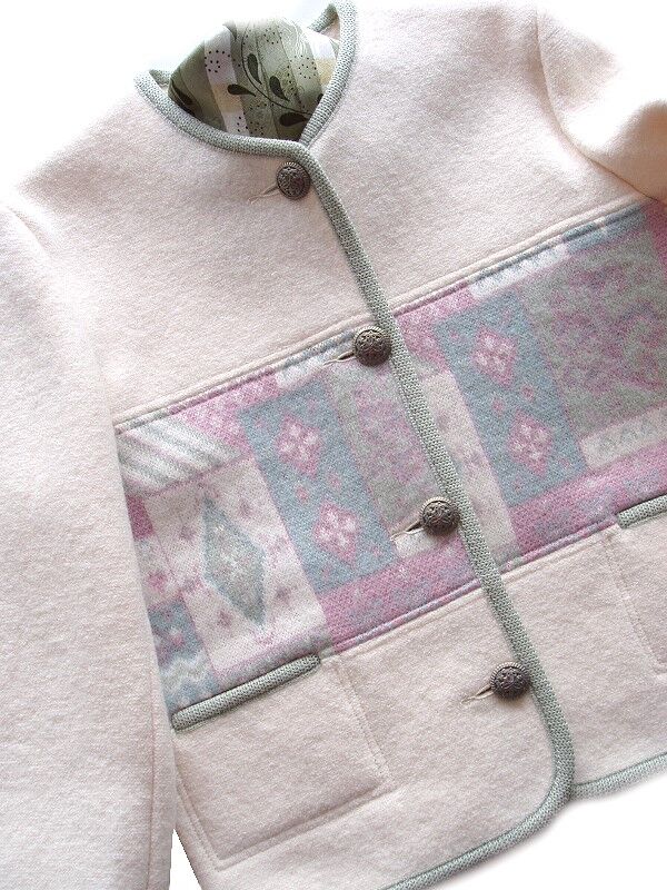 Trachtenjacke Mädchen Walkjacke 100% Merinowolle Rosa-Natur