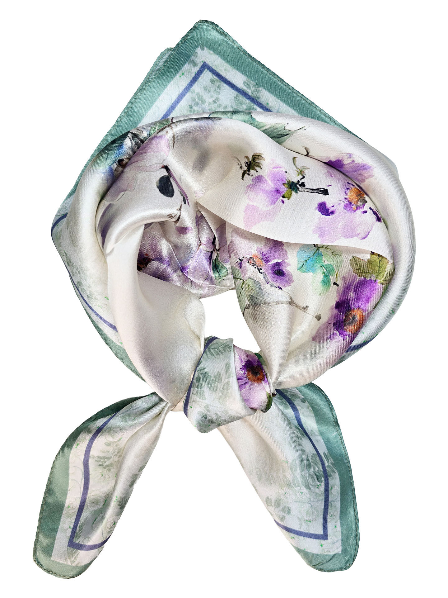 Seidenhalstuch Hibiskus Damen Nickituch 100% Seide Violett
