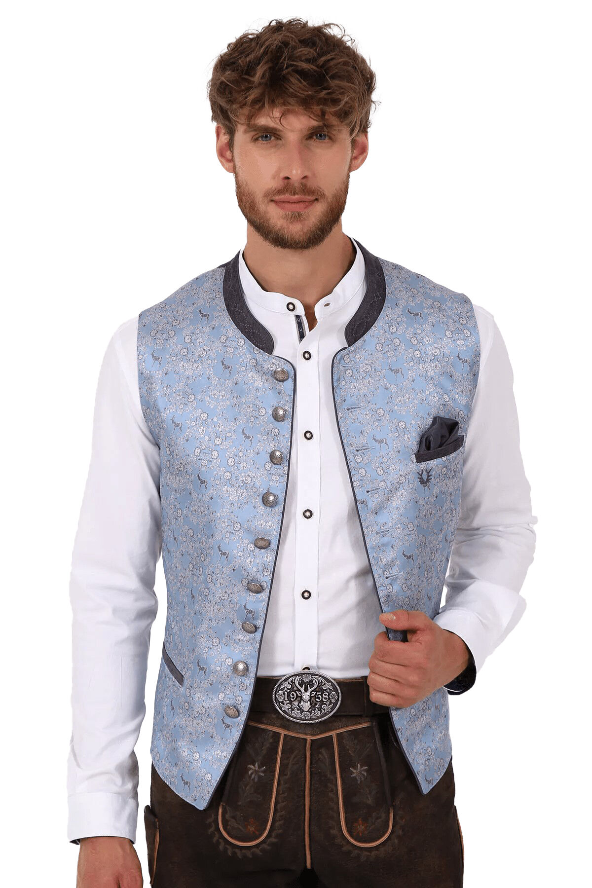 Trachtenweste Herren Hochzeits-Gilet Blau-Silber FESTLICH Trachtenweste Herren Hochzeits-Gilet Blau-Silber FESTLICH