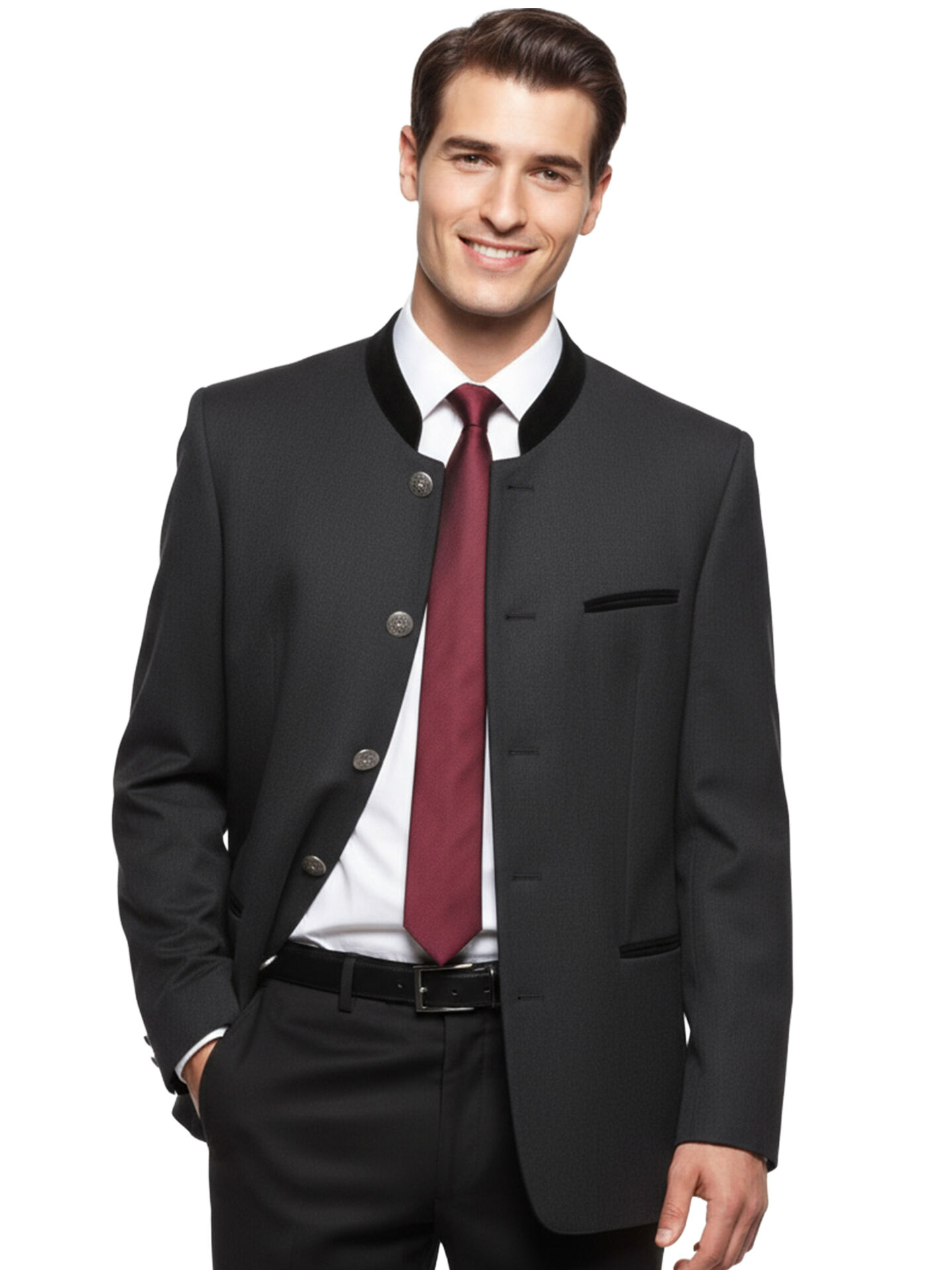 PREMIUM Trachtenblazer Hochzeit Sakko Anthrazit FESTLICH