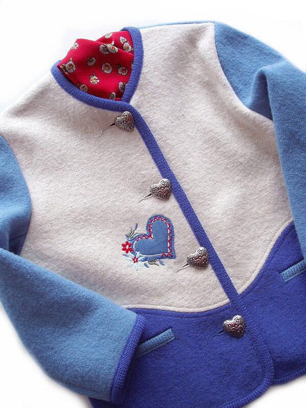 Trachtenjacke Mädchen Madl 100% Merinowolle Blau