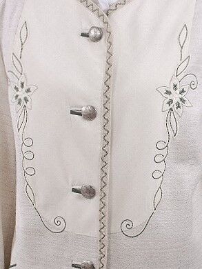 EXTRA LANGER Trachtenblazer Damen Gehrock Leinenblazer Edelweiß-Stickerei Creme EXTRA LANGER Trachtenblazer Damen Gehrock Leinenblazer Edelweiß-Stickerei Creme