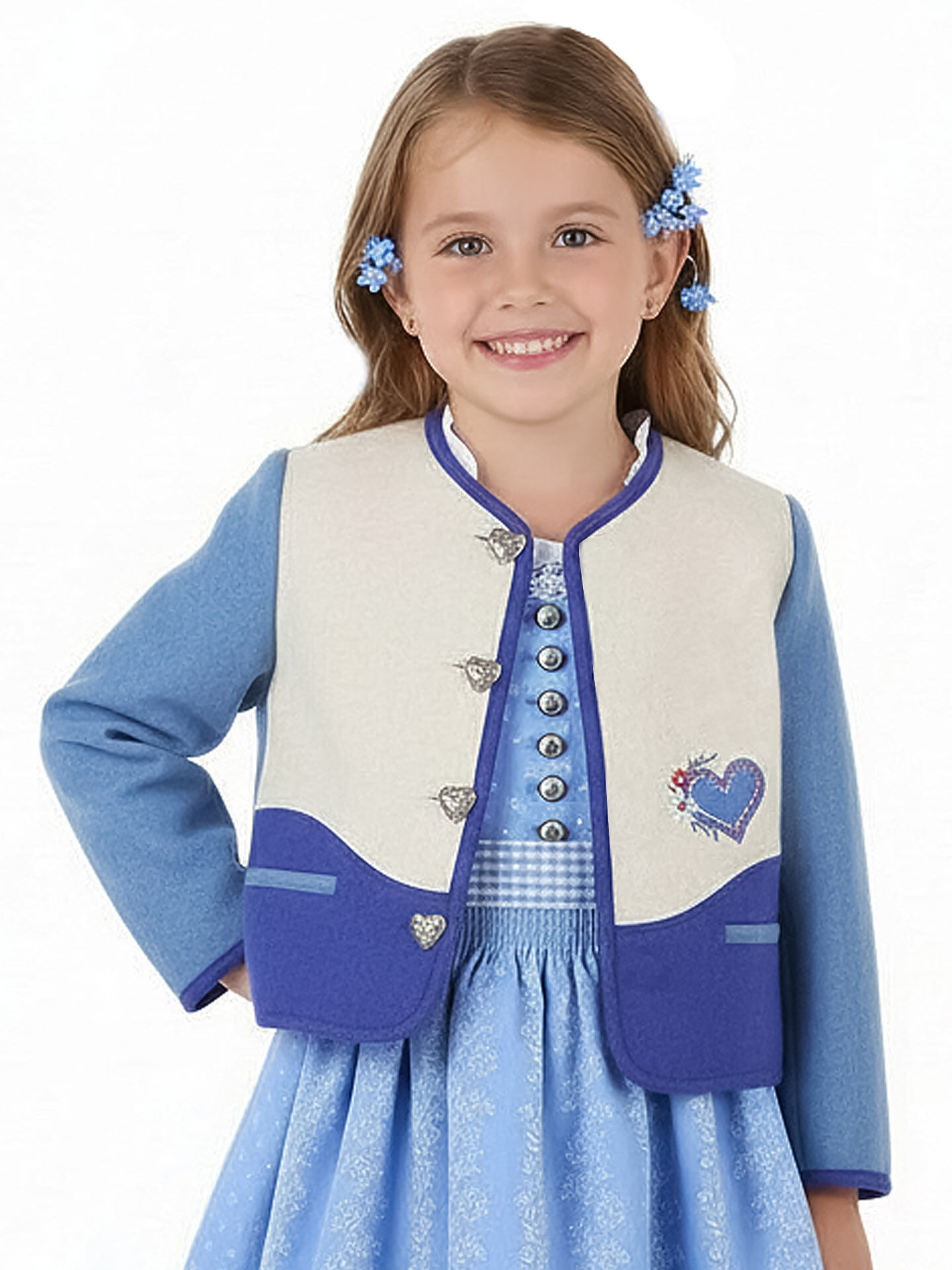 Trachtenjacke Mädchen Madl 100% Merinowolle Blau