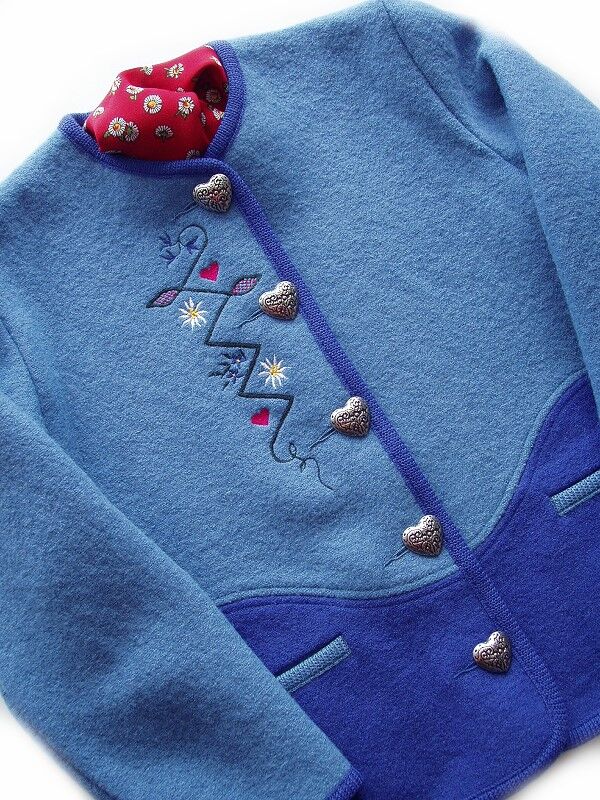 Trachtenjacke Mädchen Madl 100% Merinowolle Blau-Royal