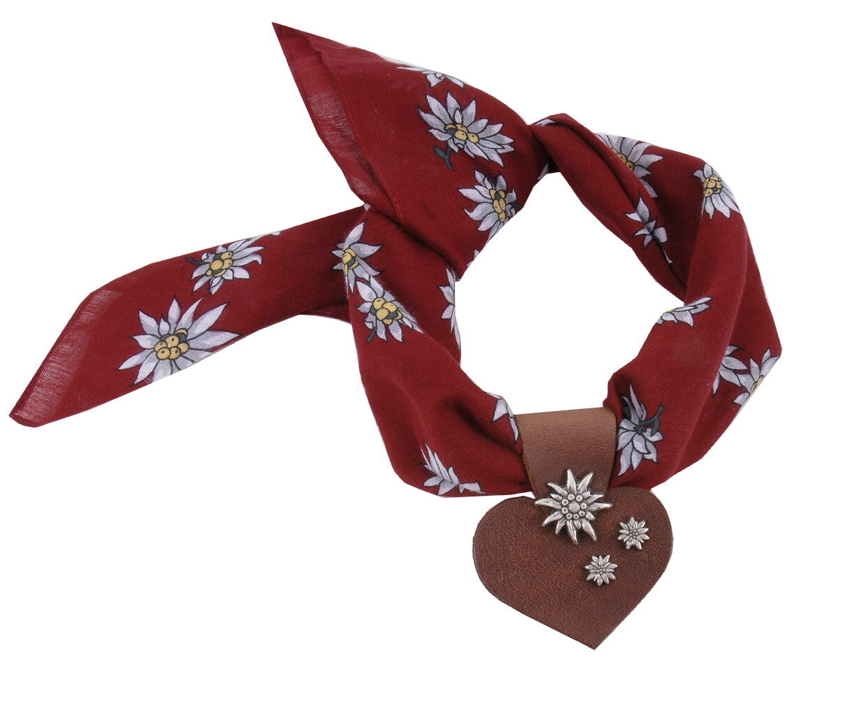 Tuchspange Tuchring Lederherz mit Edelweiß  Tuchspange Tuchring Lederherz mit Edelweiß