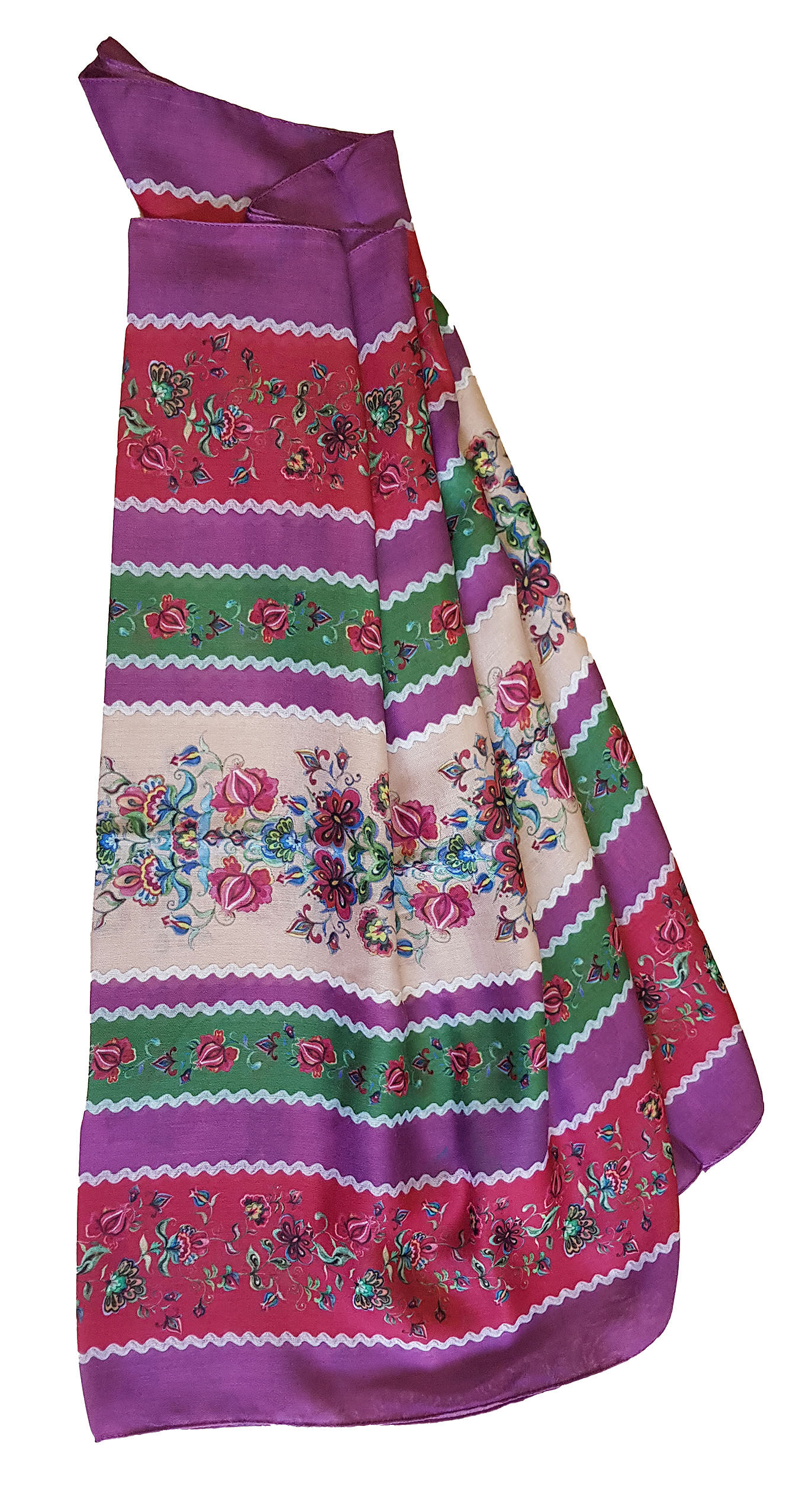 Premium Trachtenschal Damen Blütenranke in edlem Fiocco Twill Premium Trachtenschal Damen Blütenranke in edlem Fiocco Twill