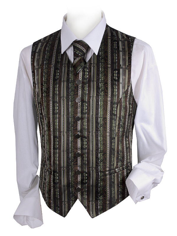 PREMIUM Trachtenweste Herren Gilet Anzugweste Braun-Grün FESTLICH PREMIUM Trachtenweste Herren Gilet Anzugweste Braun-Grün FESTLICH