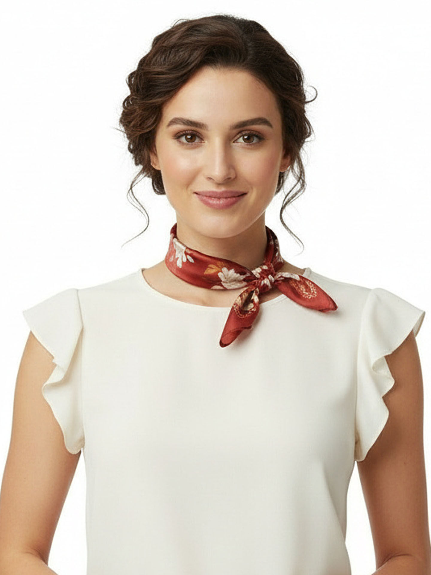 Seidenhalstuch Magnolien Damen Nickituch 100% Seide Rot