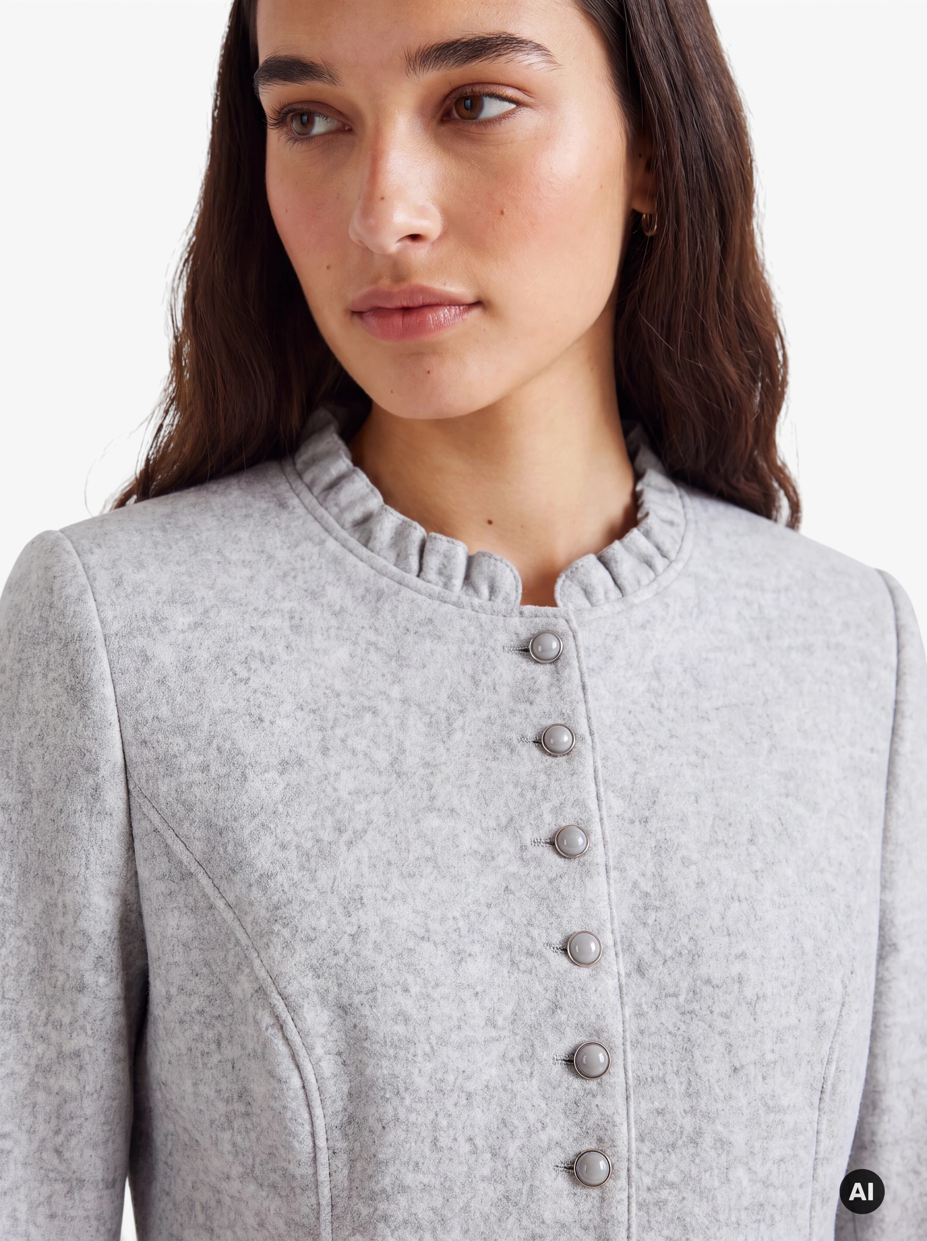 Dirndl-Jacke Lotte hellgrau mit Rüschen – Stretch