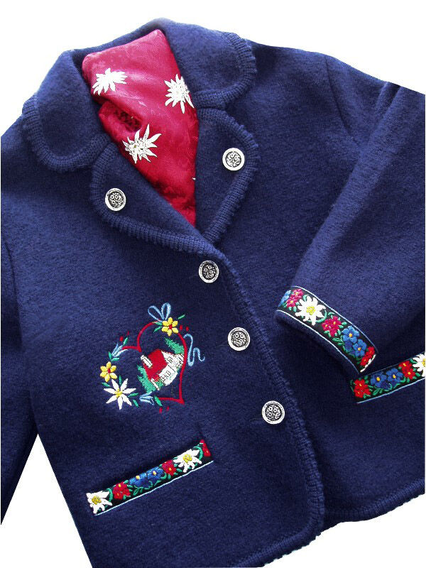 Trachtenjacke Mädchen Madl 100% Merinowolle Marineblau