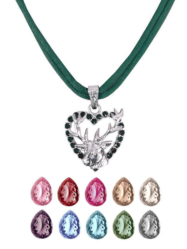 Trachtenkette Herz + Hirsch Swarovski Kristall  Trachtenkette Herz + Hirsch Swarovski Kristall