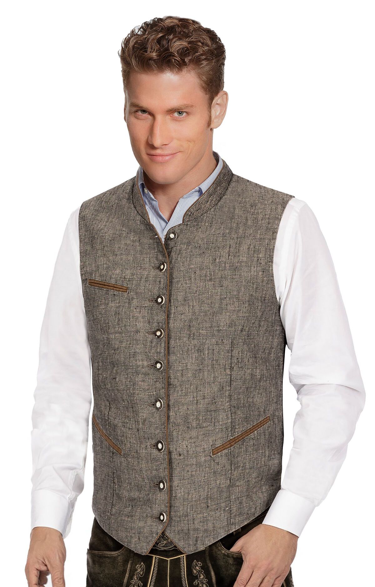Klassische Trachtenweste Leinenweste Gilet Beige/Stein 100% Leinen Klassische Trachtenweste Leinenweste Gilet Beige/Stein 100% Leinen