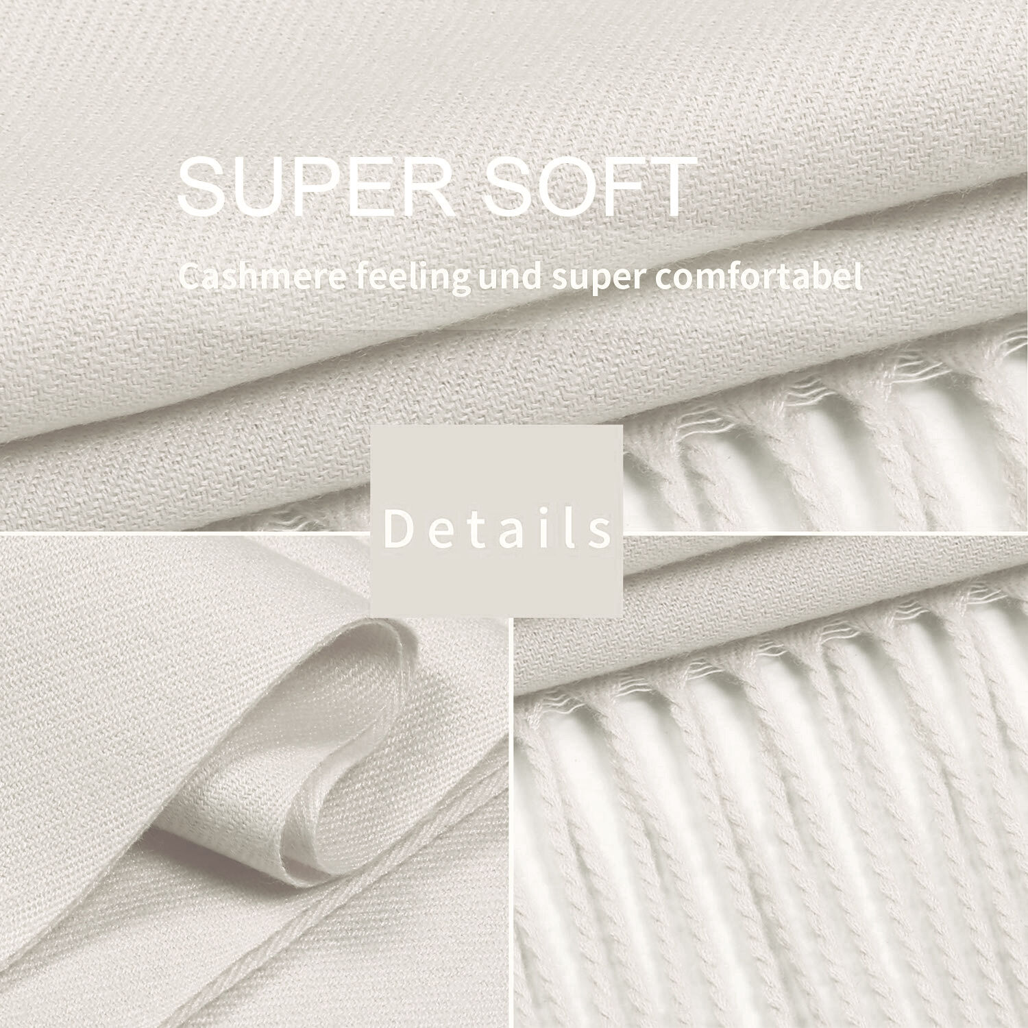 Pashmina Stola Kaschmir Umhang Cashmere Schal Damen Weiß Pashmina Stola Kaschmir Umhang Cashmere Schal Damen Weiß