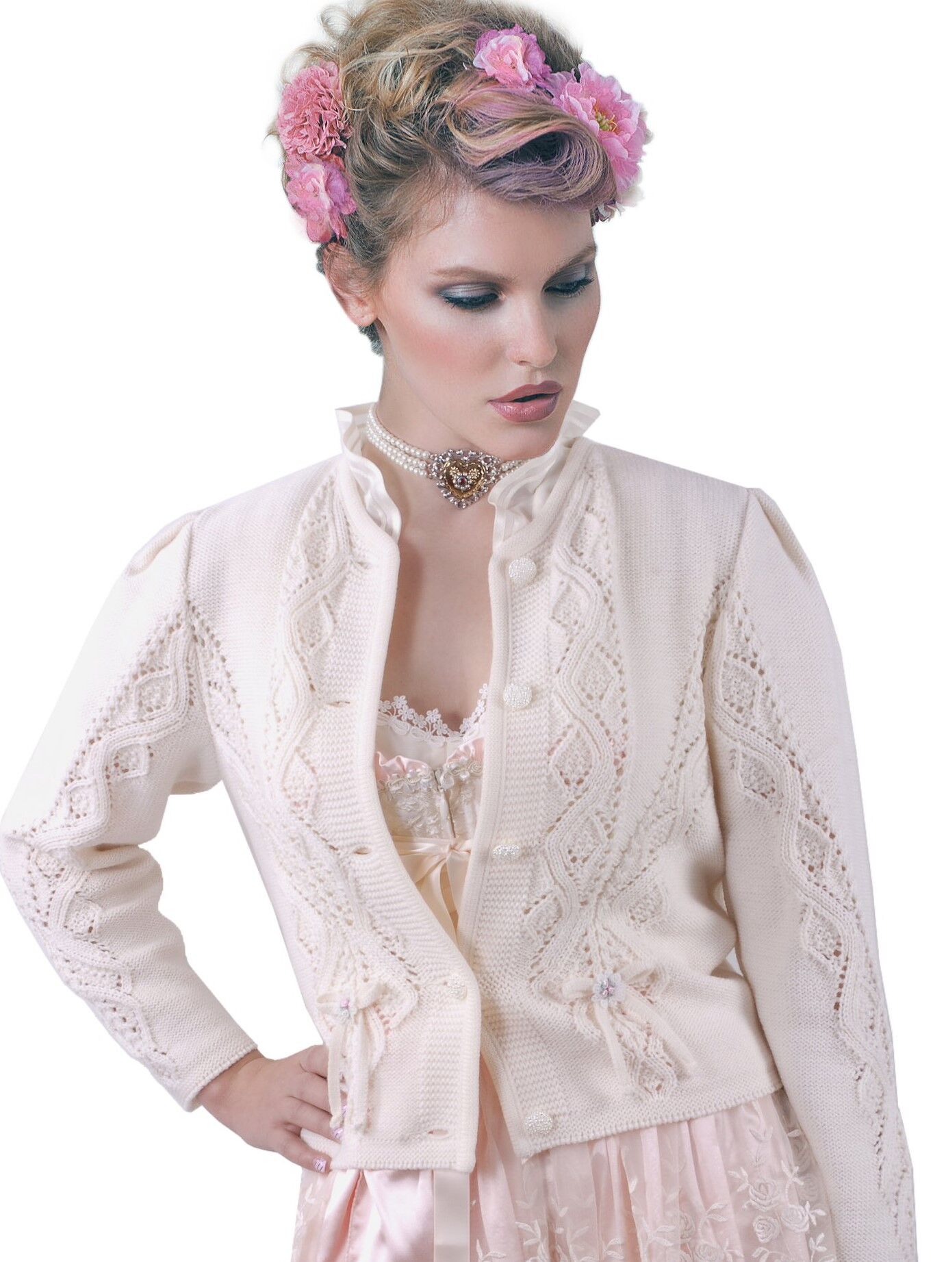 PREMIUM Trachtenstrickjacke Damen Dirndljacke MERINO SCHURWOLLE - festlich für die Braut + Hochzeit Creme PREMIUM Trachtenstrickjacke Damen Dirndljacke MERINO SCHURWOLLE - festlich für die Braut + Hochzeit Creme