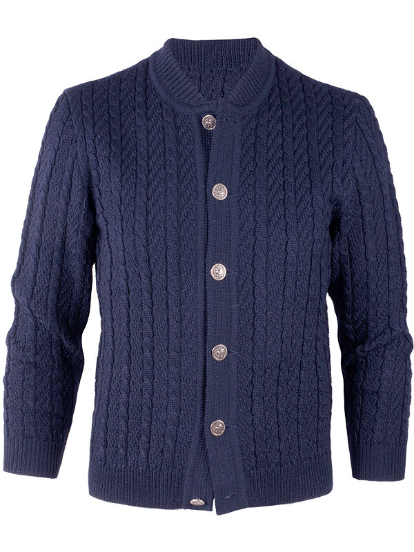PREMIUM Trachtenstrickjacke Herren 100% Schurwolle Trachtenjanker Marine Blau PREMIUM Trachtenstrickjacke Herren 100% Schurwolle Trachtenjanker Marine Blau