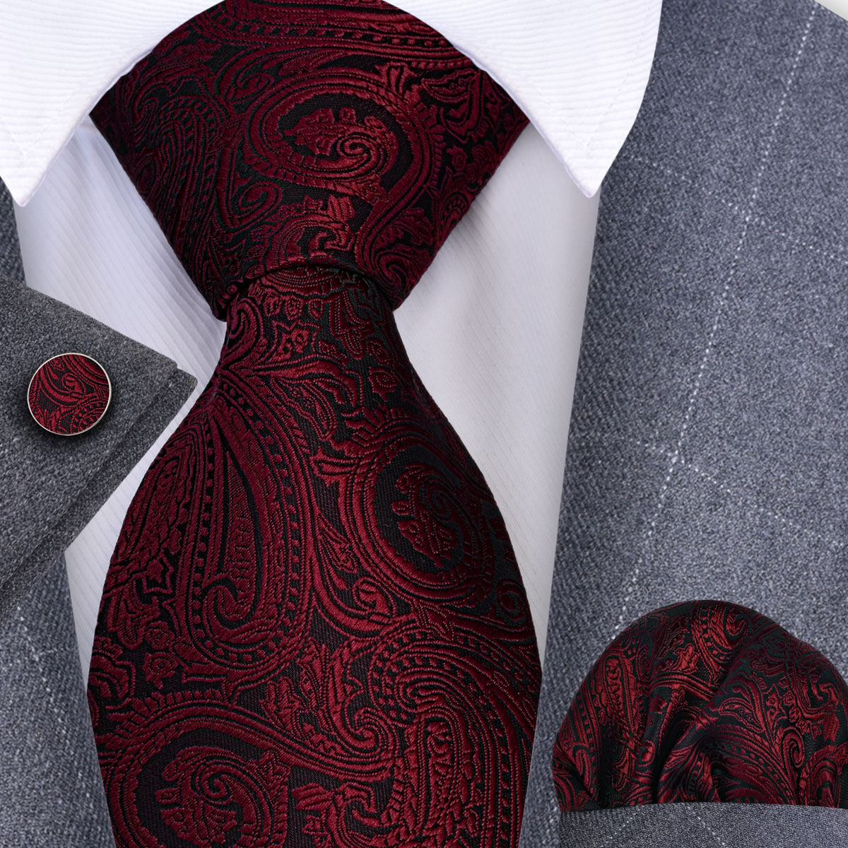Trachtenkrawatte Paisley 100% Seide 3-tlg. Set festlich + Einstecktuch + Manschettenknöpfen Trachtenkrawatte Paisley 100% Seide 3-tlg. Set festlich + Einstecktuch + Manschettenknöpfen