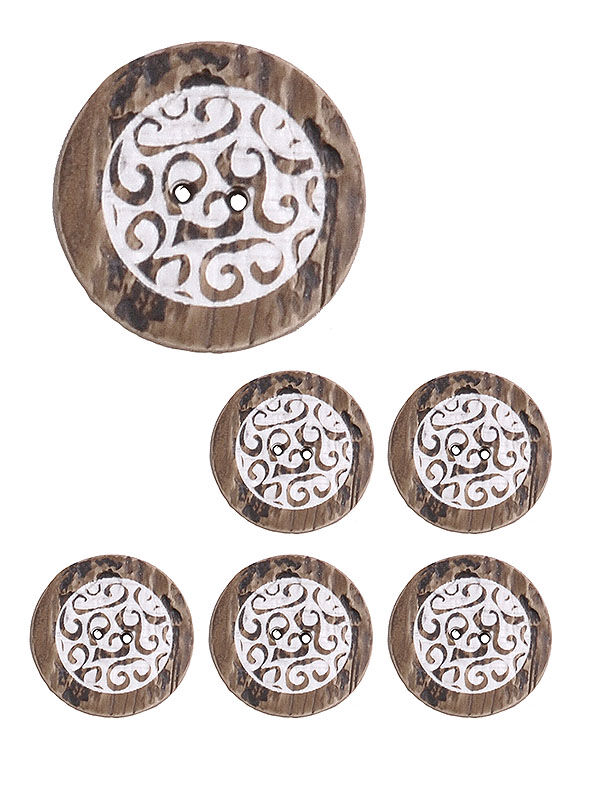 Trachtenknopf Horn/Ornament - 6er/Pack Trachtenknopf Horn/Ornament - 6er/Pack