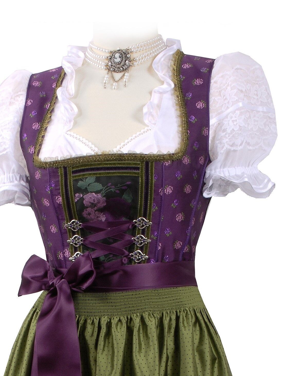 Dirndlbluse Damen festlich mit Spitze Kurzarm Rüschen mit duftigem Georgette Weiß Dirndlbluse Damen festlich mit Spitze Kurzarm Rüschen mit duftigem Georgette Weiß