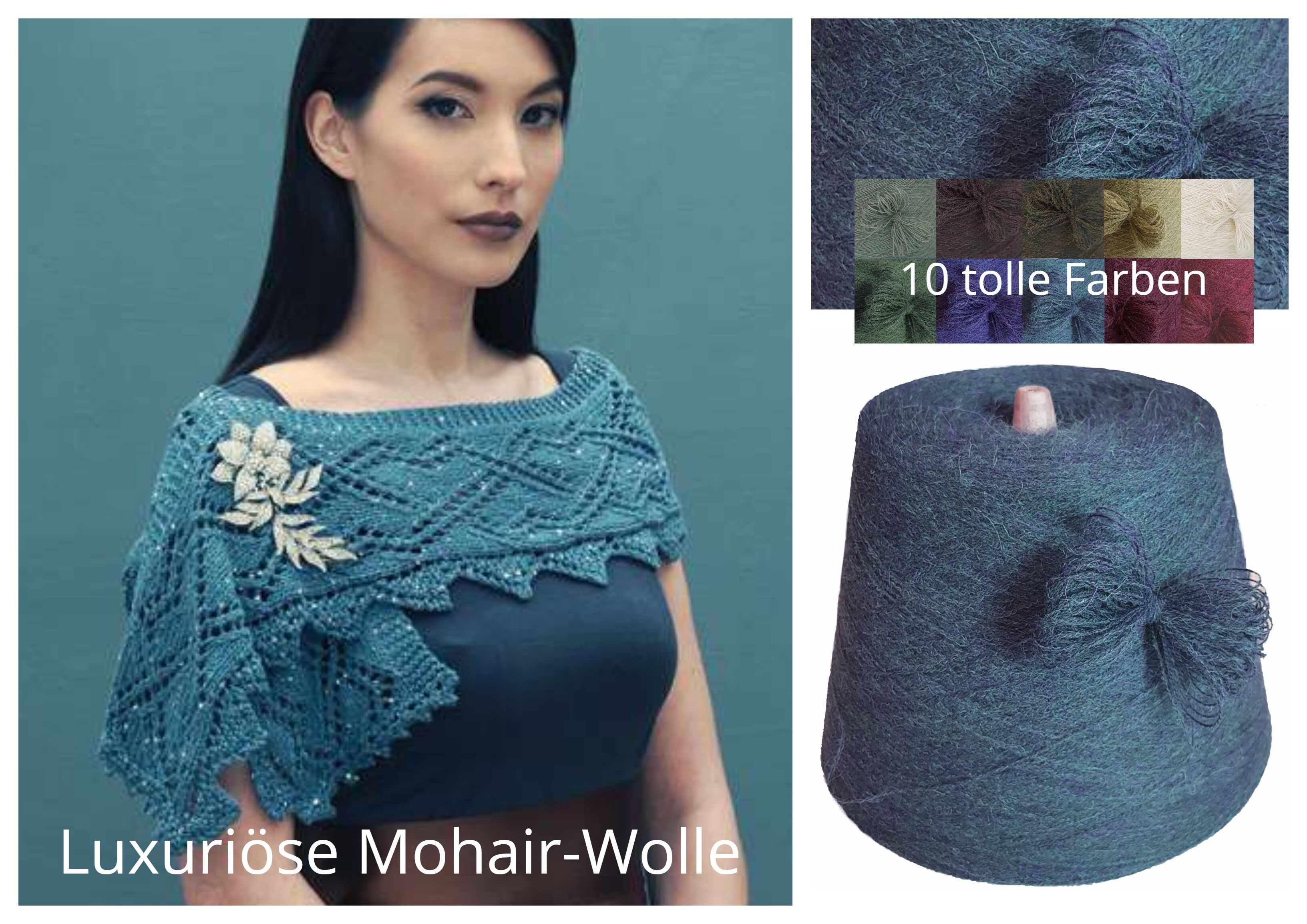 PREMIUM MOHAIR/SCHURWOLLE/Mix - STRICKWOLLE - 1 Konen/800 Gramm Blau PREMIUM MOHAIR/SCHURWOLLE/Mix - STRICKWOLLE - 1 Konen/800 Gramm Blau