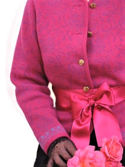 PREMIUM Trachtenstrickjacke Damen Dirndljacke MERINO SCHURWOLLE - festlich Pink