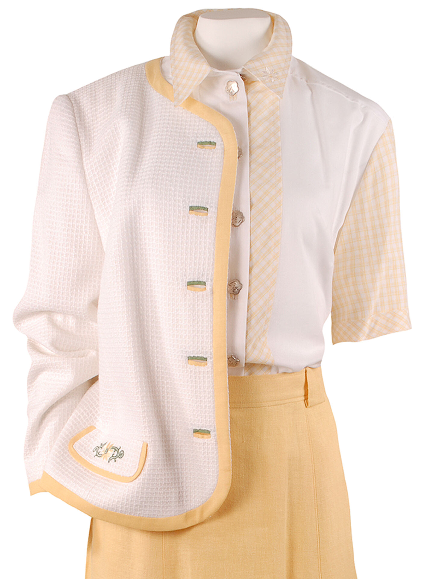 Trachten-Ensemble Kostüm 3-teilig - Trachtenbluse mit Rock + Jacke Trachten-Ensemble Kostüm 3-teilig - Trachtenbluse mit Rock + Jacke