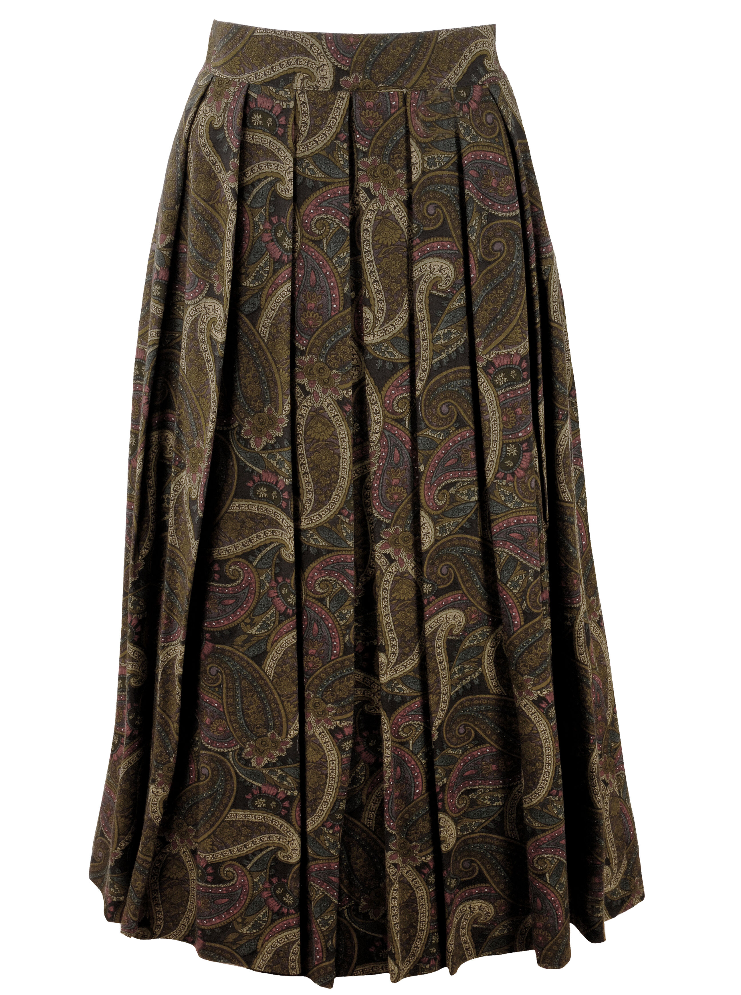 Trachtenrock Damen langer Damenrock Paisley-Design Moosgrün - Trachtenrock Damen langer Damenrock Paisley-Design Moosgrün -