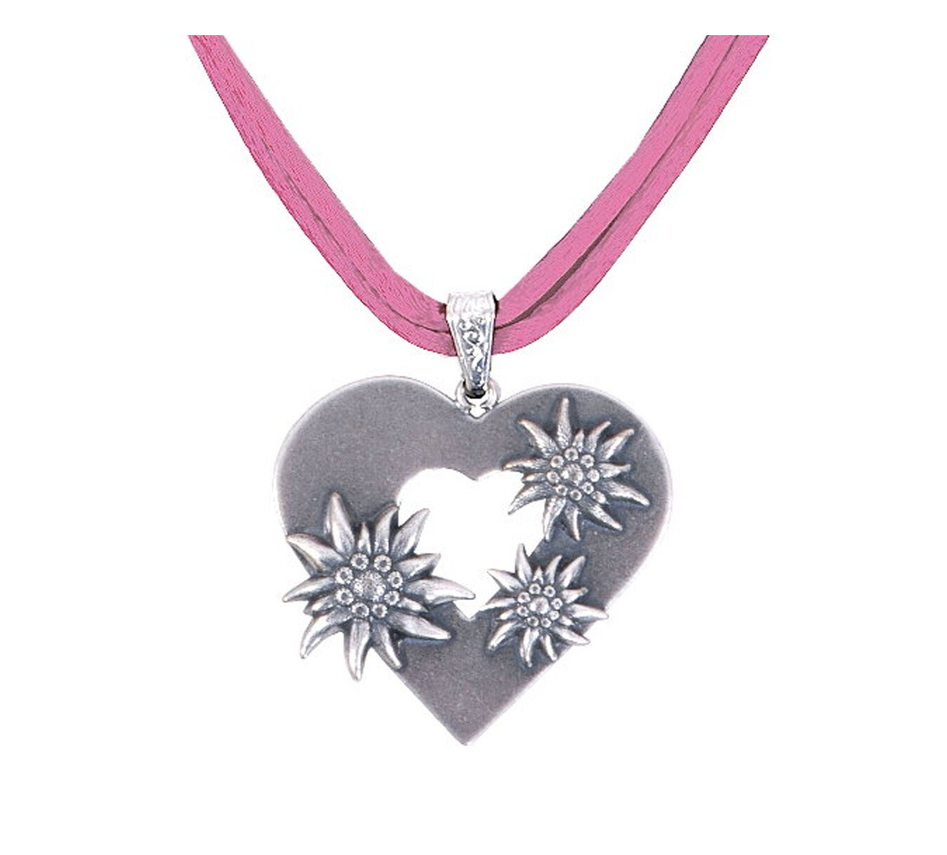 Edelweißkette Herz Edelweiß Rosa