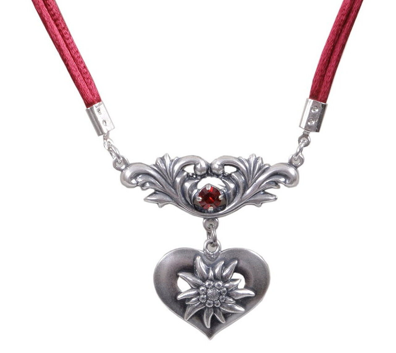 Edelweißkette Alpenherzerl Rot Karmin Edelweißkette Alpenherzerl Rot Karmin