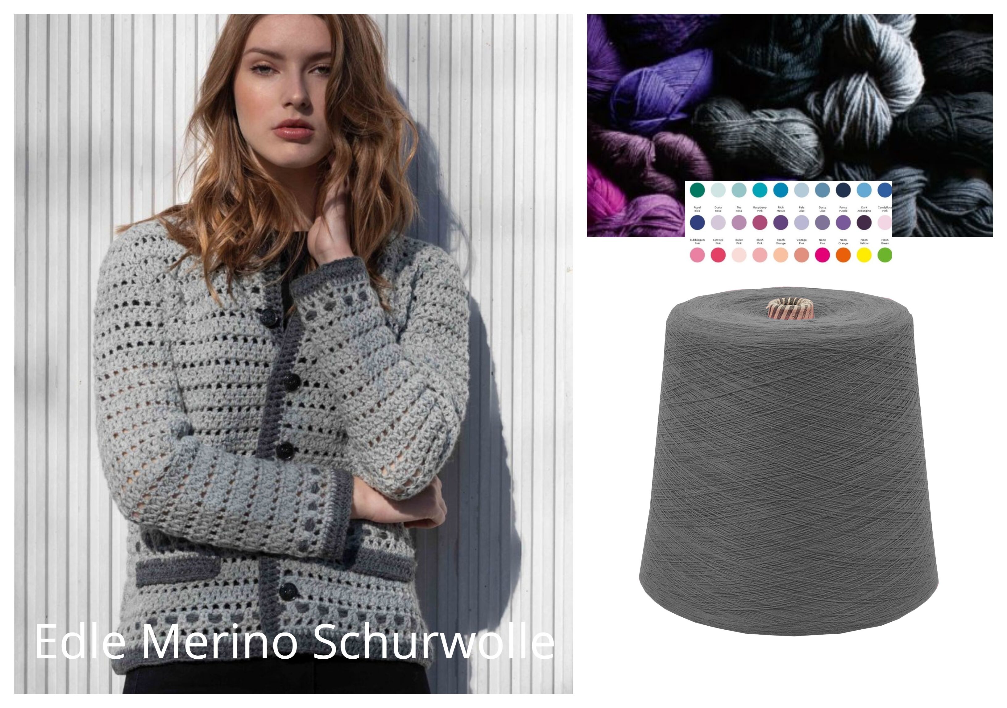 WOLLE zum STRICKEN MERINO-SCHURWOLLE 1 KG Konen/1000 Gramm Grau Mittelgrau WOLLE zum STRICKEN MERINO-SCHURWOLLE 1 KG Konen/1000 Gramm Grau Mittelgrau