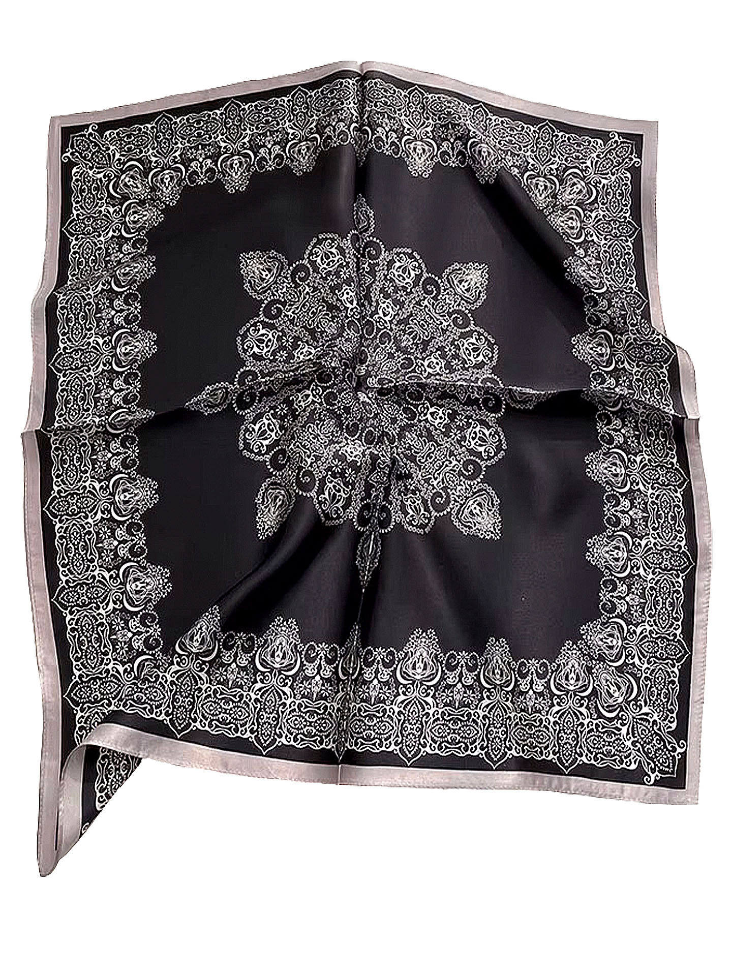 Halstuch klein 53x53 Nickituch Ornament-Dessin 100% Seide