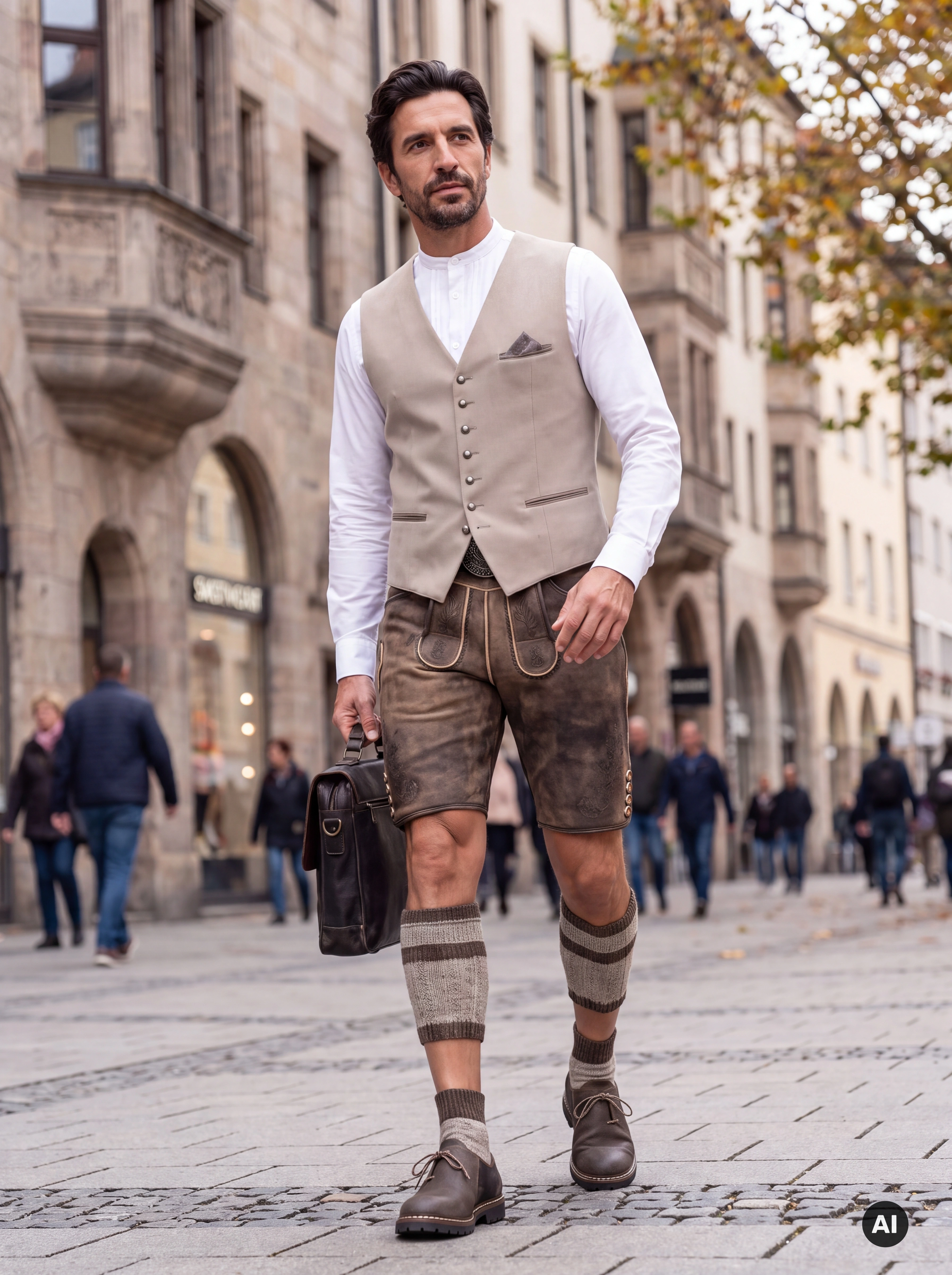 Herren Trachtenweste Ferdi – Beige mit Stretch