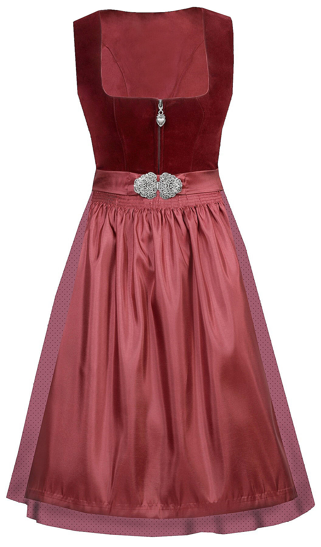 Samtdirndl Midi - kurzes Dirndl + Satinschürze Weinrot Samtdirndl Midi - kurzes Dirndl + Satinschürze Weinrot