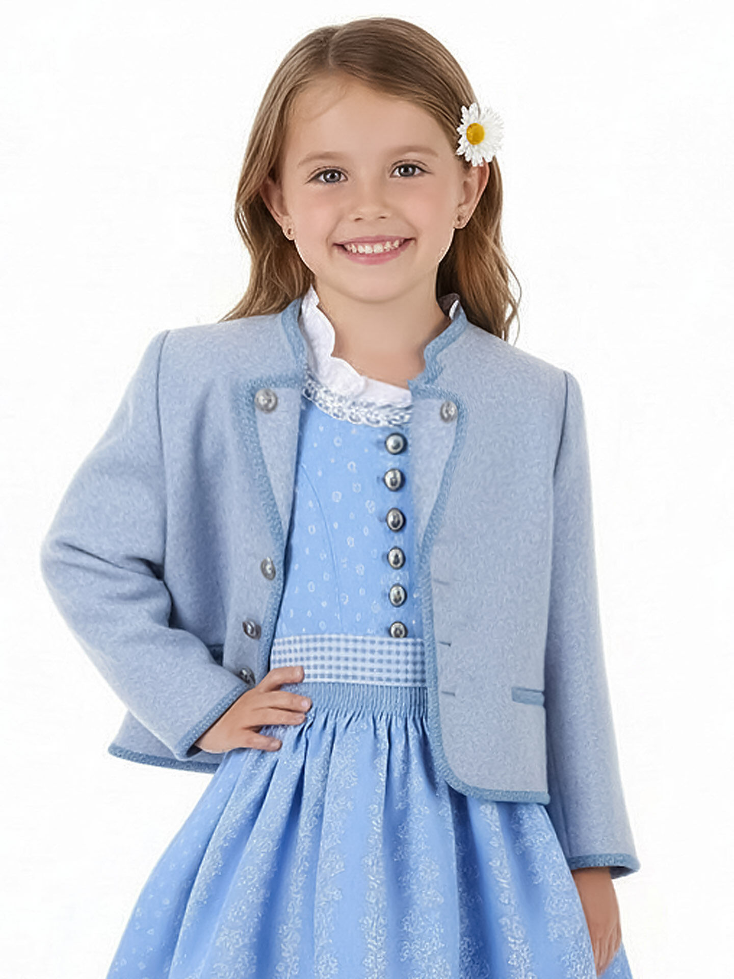 Trachtenjacke Mädchen Walkjacke 100% Merinowolle Hellblau