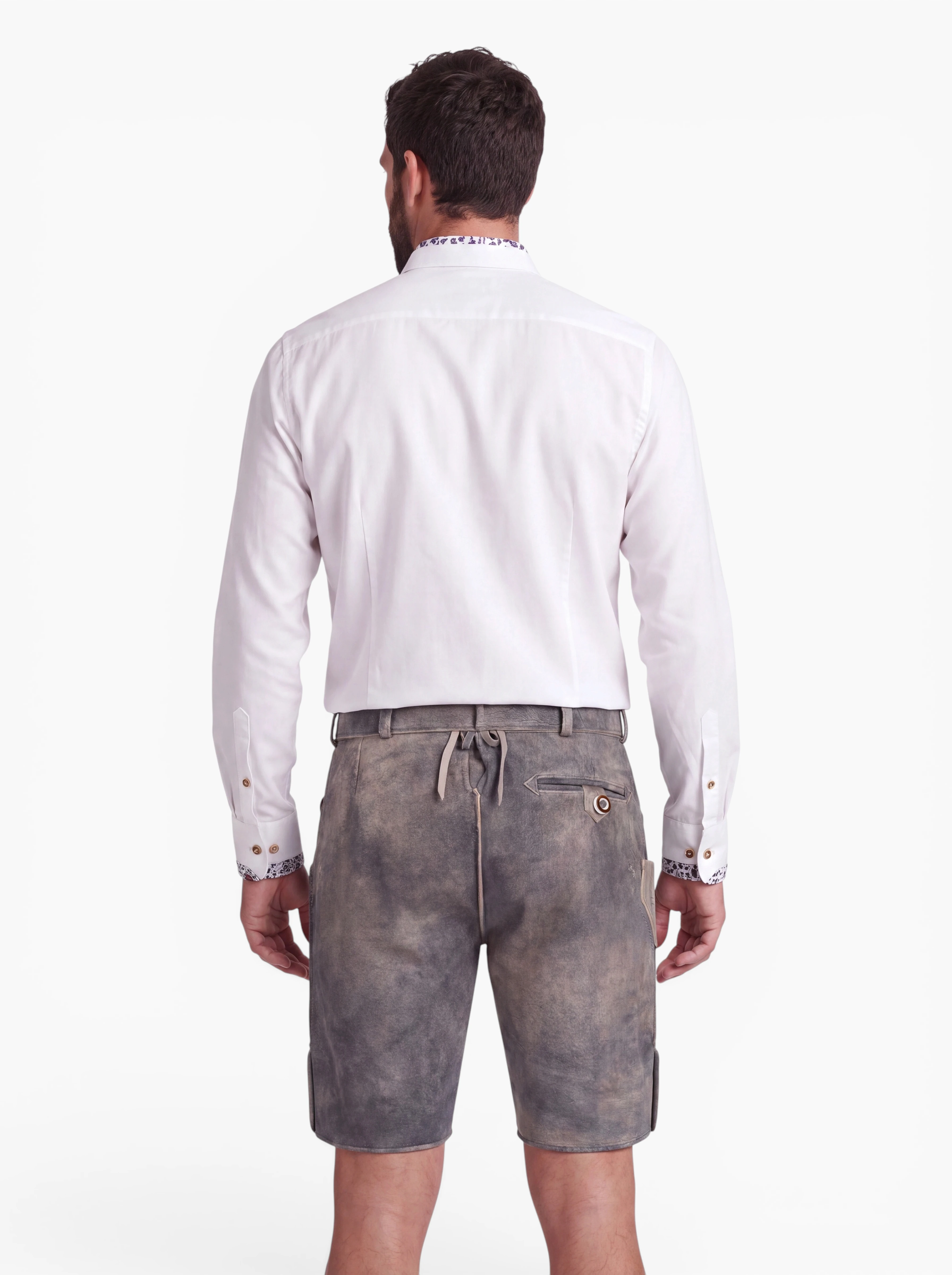 Herren-Lederhose Berno Hellgrau mit Gürtel aus 100% Leder