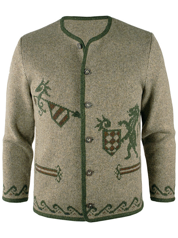 PREMIUM Trachtenstrickjacke Herren 100% Schurwolle Trachtenjanker Grau + Braun PREMIUM Trachtenstrickjacke Herren 100% Schurwolle Trachtenjanker Grau + Braun