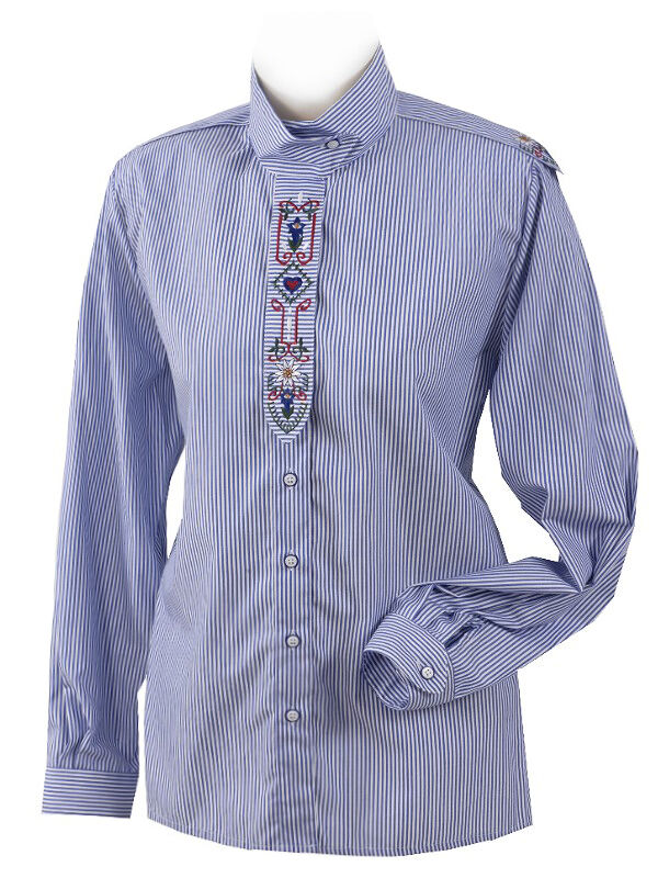Trachtenbluse Damen Langarm Stickerei Blau + Grün Trachtenbluse Damen Langarm Stickerei Blau + Grün