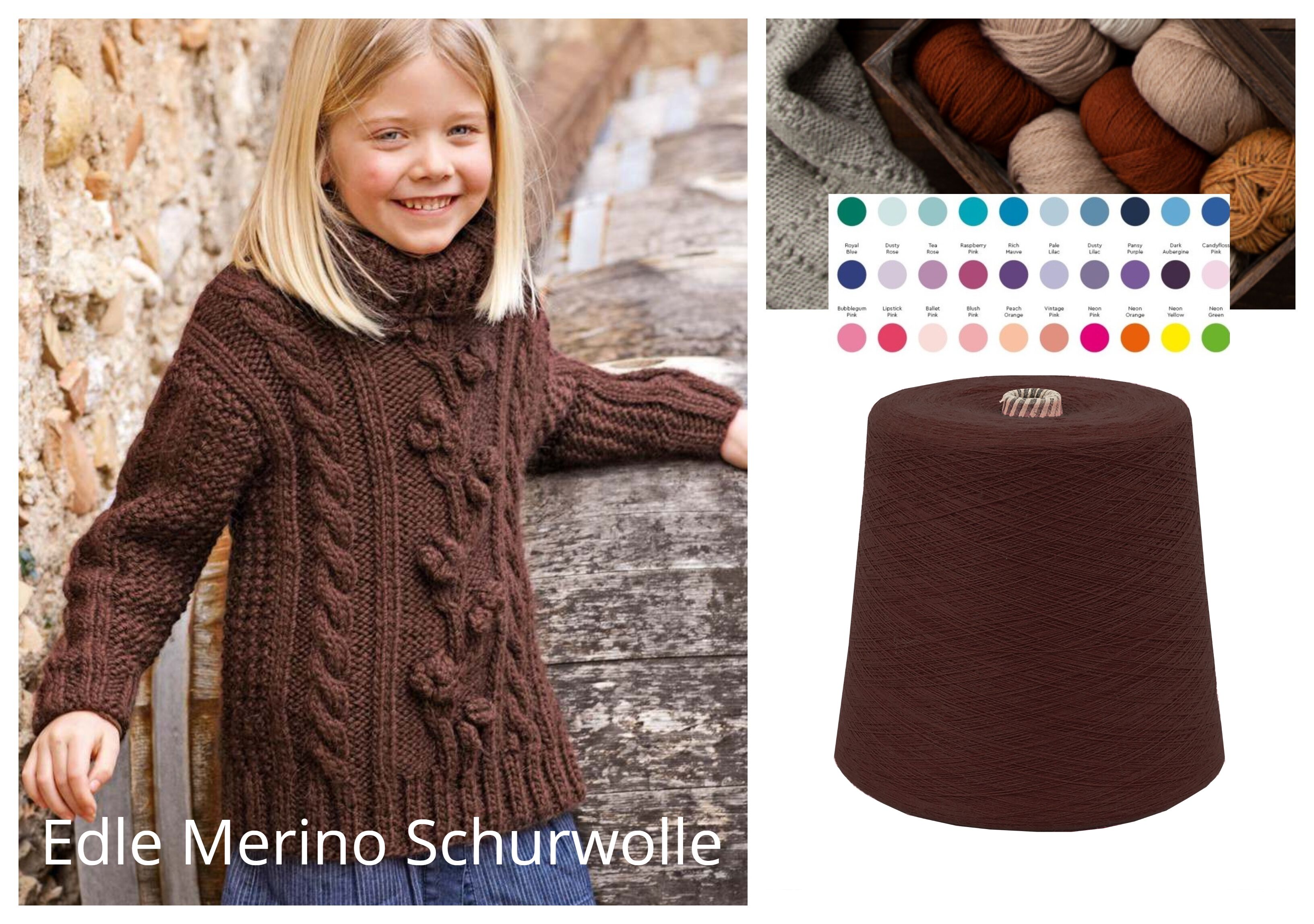 WOLLE zum STRICKEN MERINO-SCHURWOLLE 1 KG Konen/1000 Gramm Braun Mocca WOLLE zum STRICKEN MERINO-SCHURWOLLE 1 KG Konen/1000 Gramm Braun Mocca