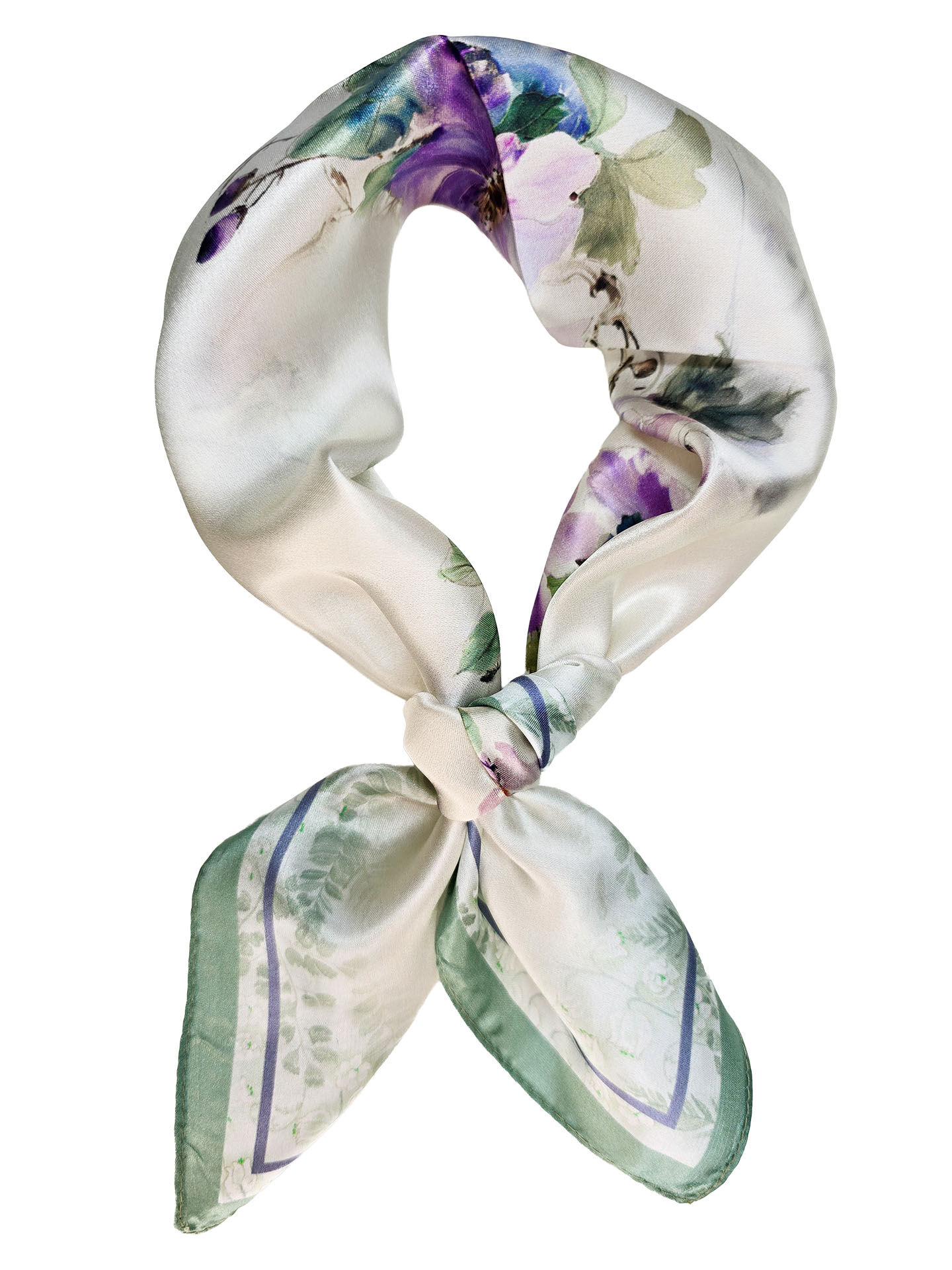 Seidenhalstuch Hibiskus Damen Nickituch 100% Seide Violett