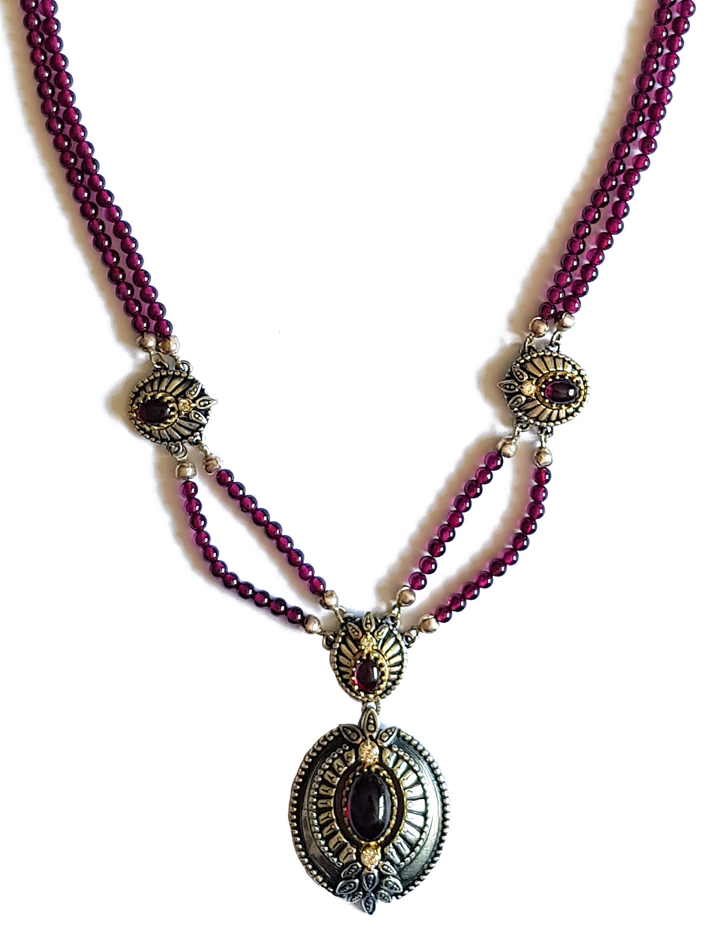 Premium Granat Trachtenschmuck Set 3-teilig - Kette + Armband + Ohrringe - echter Granat-Schmuck Rot/Beere Premium Granat Trachtenschmuck Set 3-teilig - Kette + Armband + Ohrringe - echter Granat-Schmuck Rot/Beere