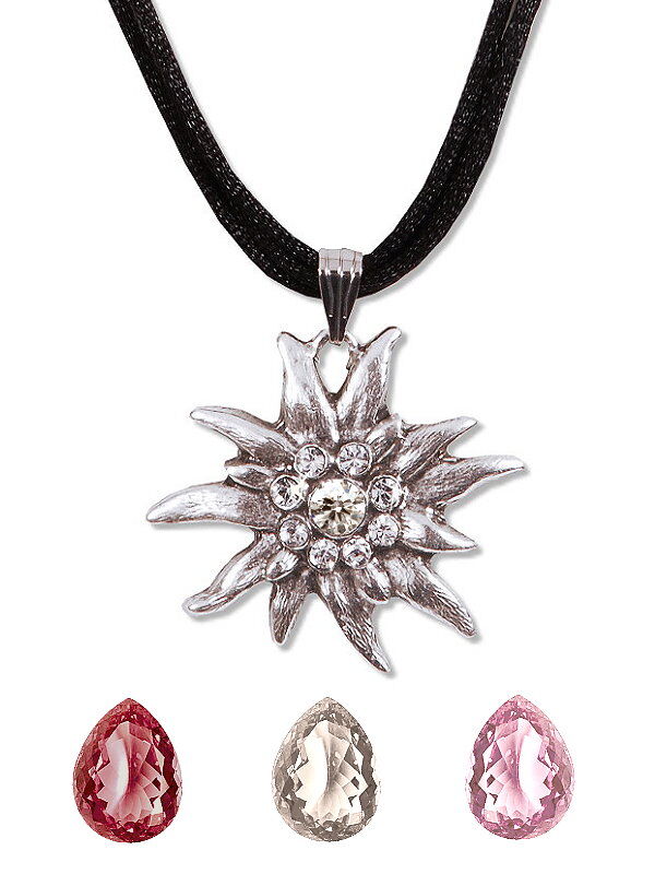 Trachtenkette Edelweißkette an Satinband Trachtenkette Edelweißkette an Satinband
